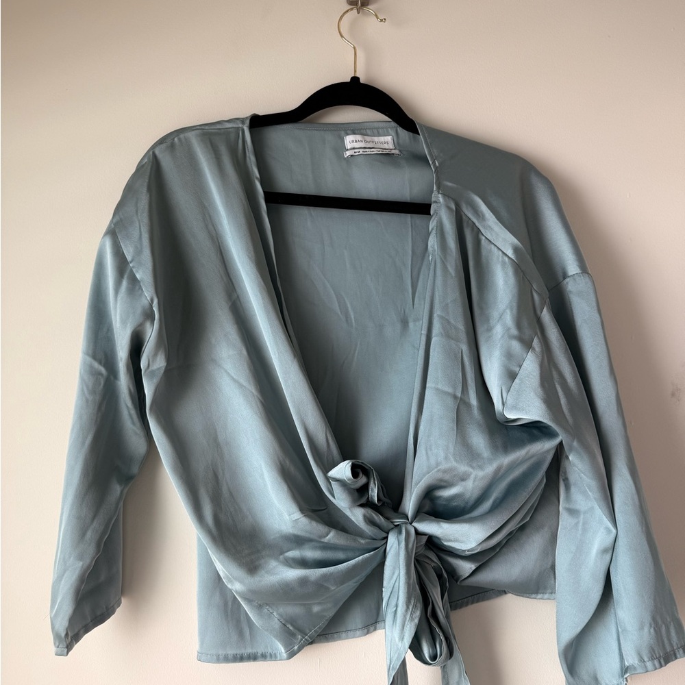 Urban Outfitters Light Blue Wrap Blouse